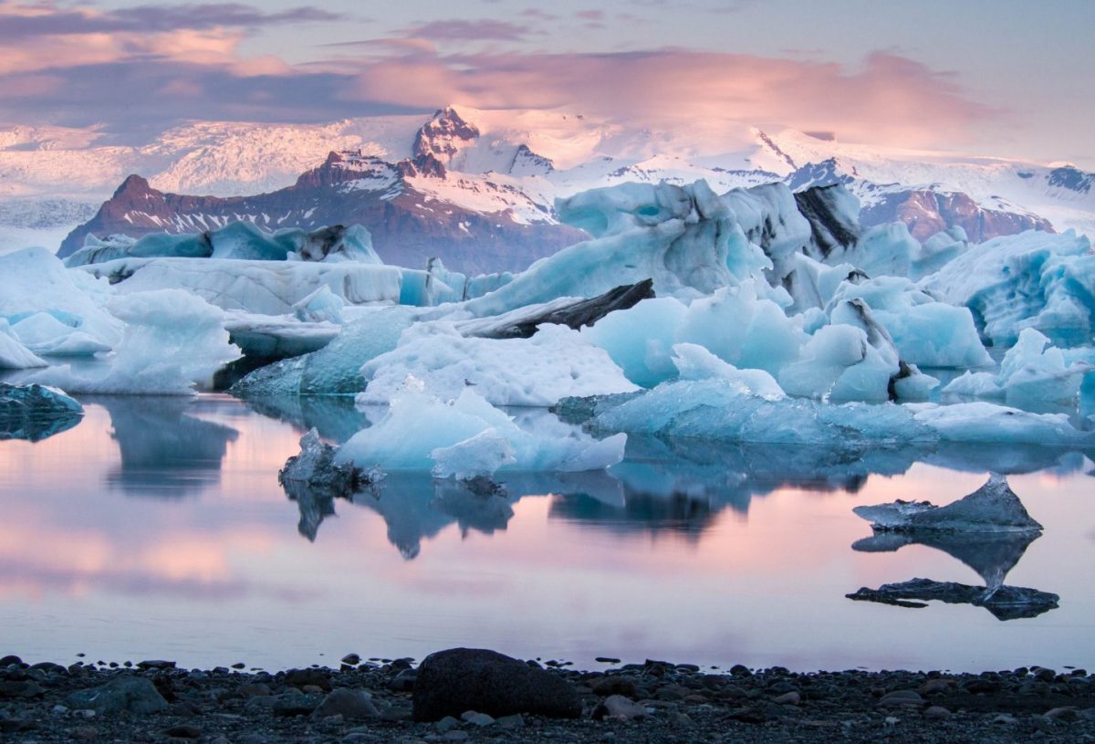 crystal blue icebergs floating on jokulsarlon glacier lagoon iceland