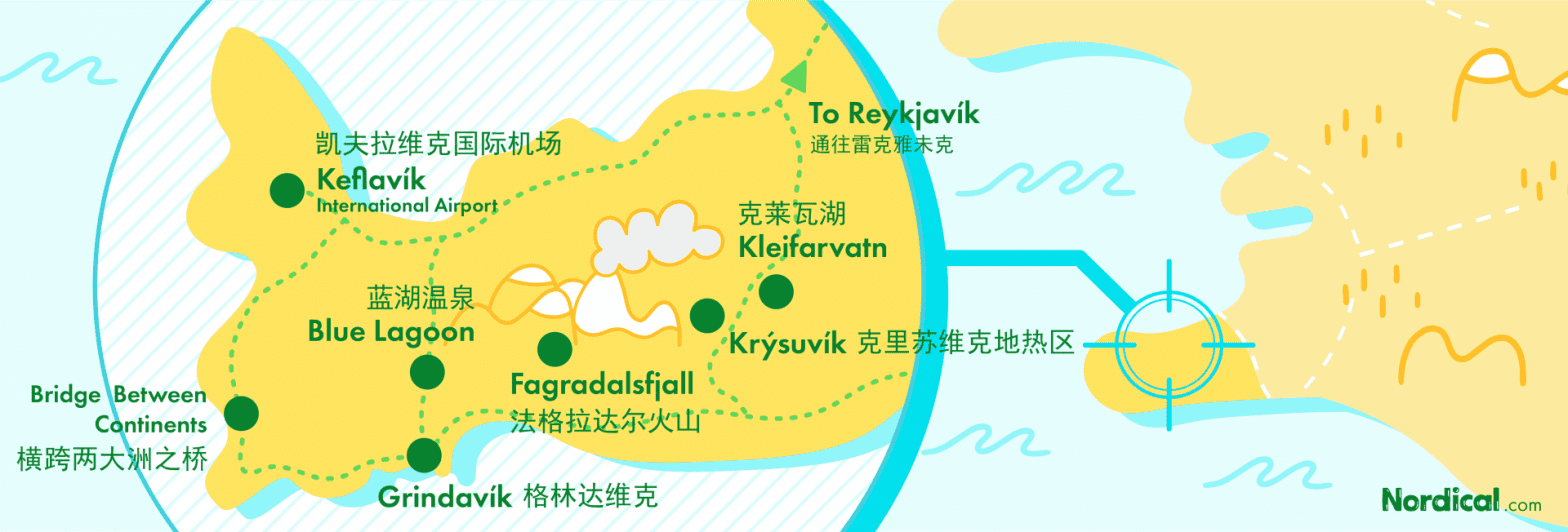 Map of Reykjanes Nordical Travel Iceland