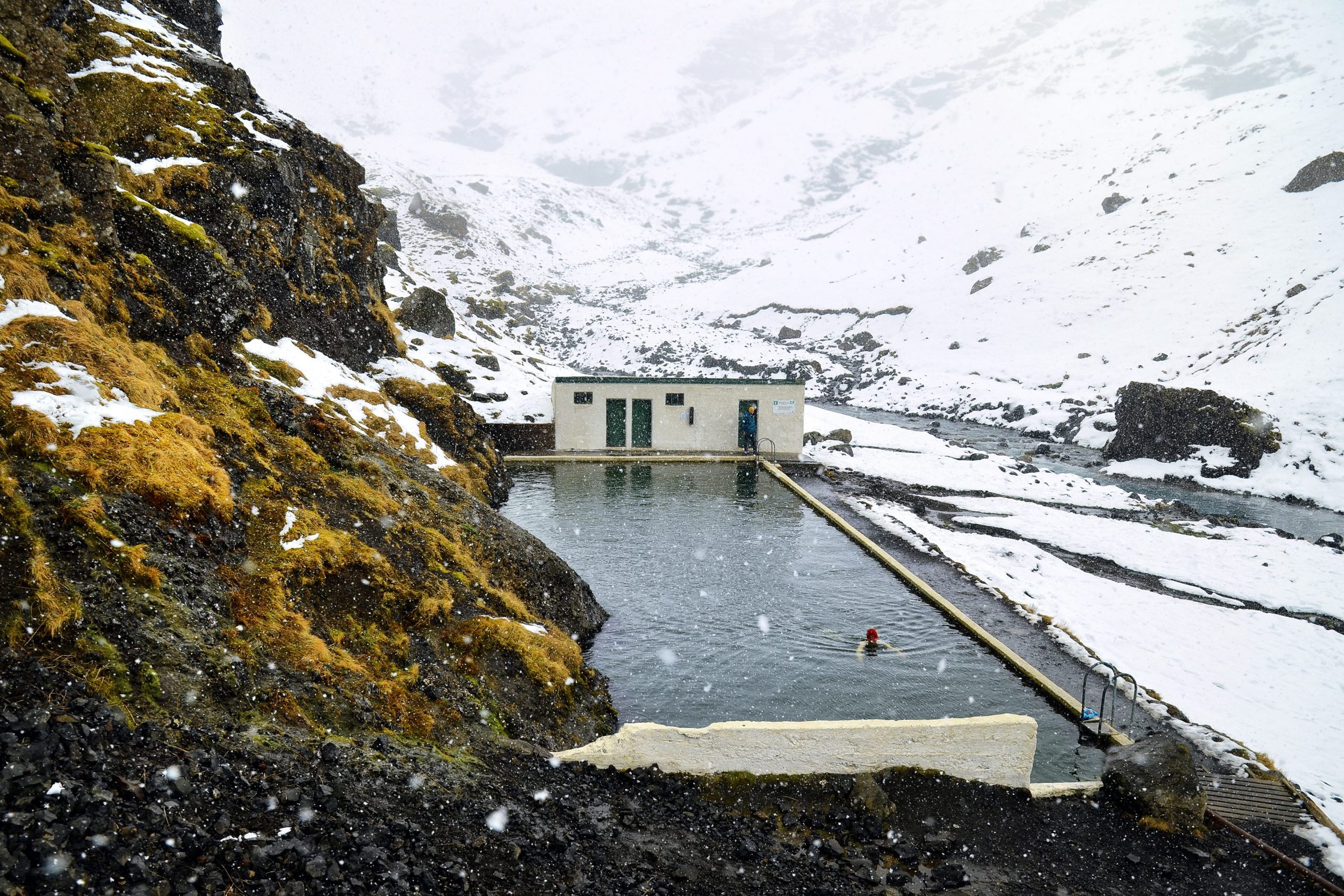冰岛户外泳池,冬天