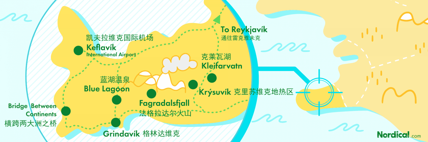Map of Reykjanes Nordical Travel Iceland