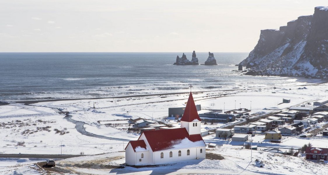 vik the southernmost village of iceland in winter