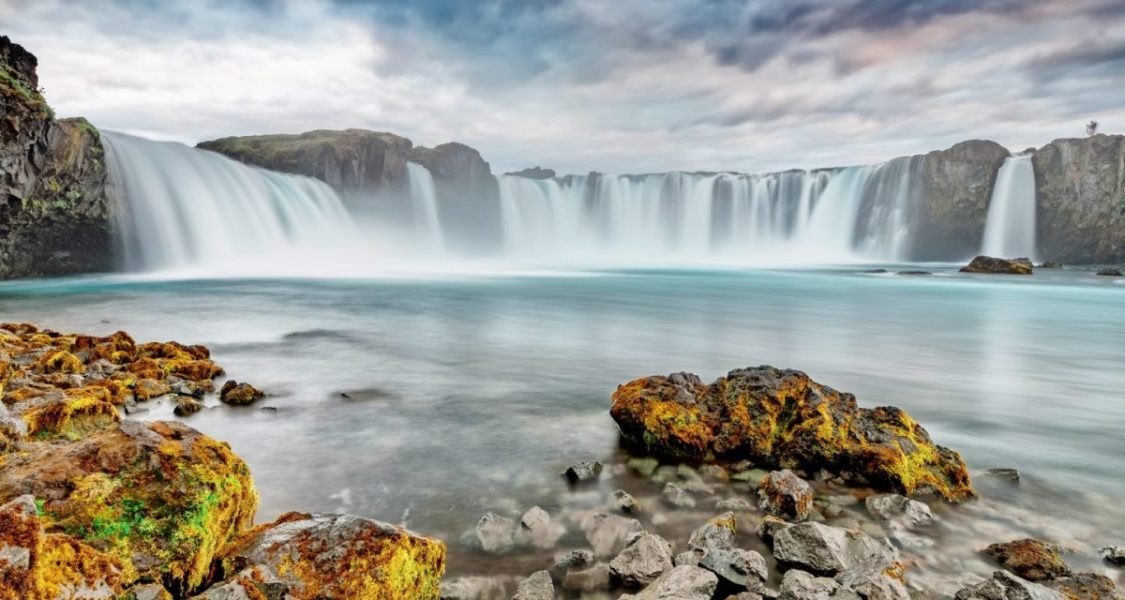 godafoss waterfall in north iceland