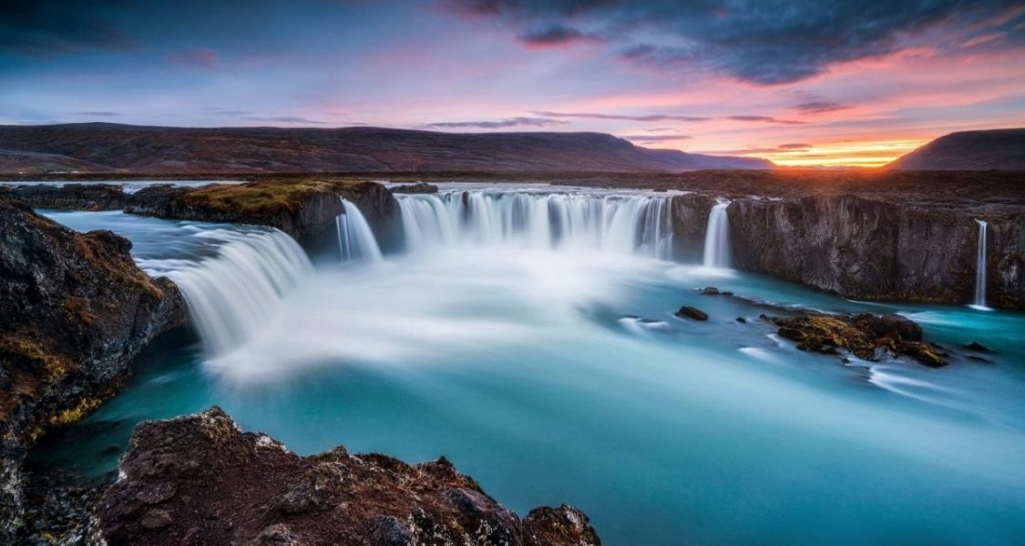 blue water in godafoss north iceland